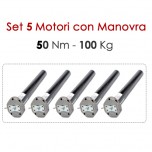 Pacchetto 5 Motoriduttori con Sblocco - 50 Nm | 100 Kg Pacchetto 5 Motoriduttori con Sblocco - 50 Nm | 100 Kg