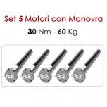Pacchetto 5 Motoriduttori con Sblocco - 30 Nm | 60 Kg Pacchetto 5 Motoriduttori con Sblocco - 30 Nm | 60 Kg